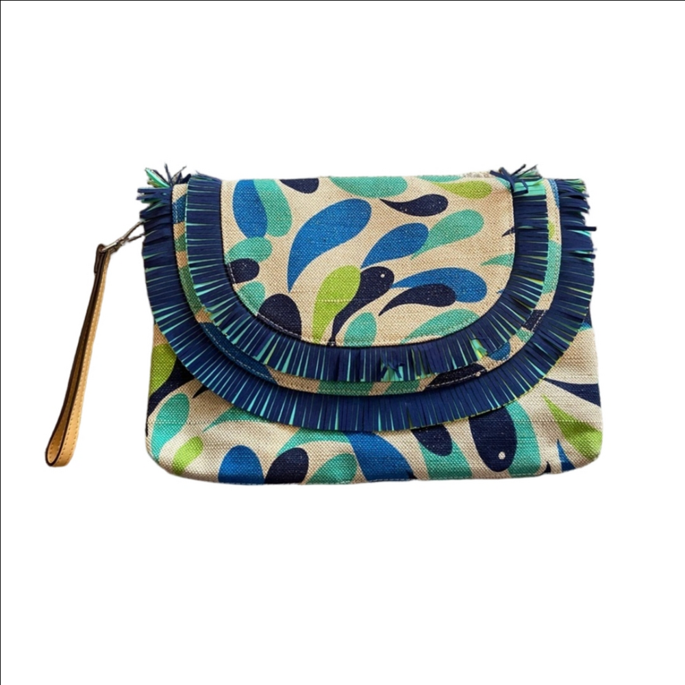 Vera Bradley Blue and Green Patterned Clutch